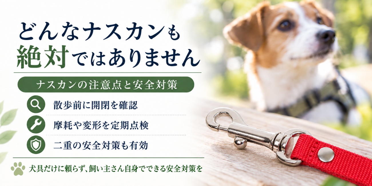 犬のリードのナスカンは摩耗や動作不良などに注意が必要
